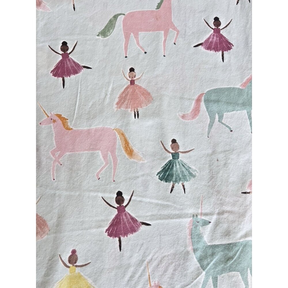 Pottery Barn Kids Pastel Unicorns & Ballerinas Duvet Cover - Pink, Mint, Gold